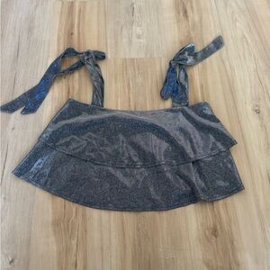 superdown Glittery Blue Tank Top